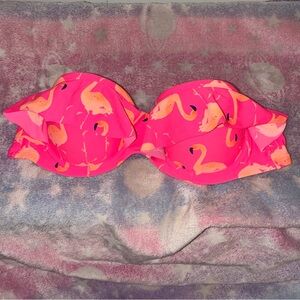 Aerie Hot Pink Flamingo Ruffle Bandeau Bikini Top